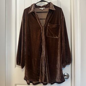 Luxurious Brown Velvet Mini Dress